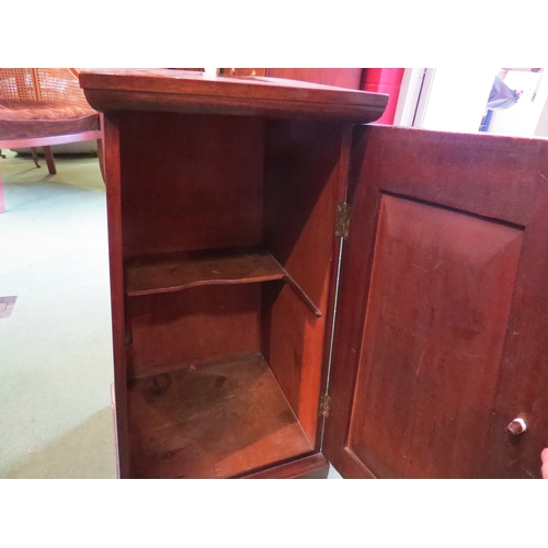 4241 - An Edwardian mahogany inlaid tapered cupboard, shelves interior, 69cm tall x 37cm wide x 34cm deep