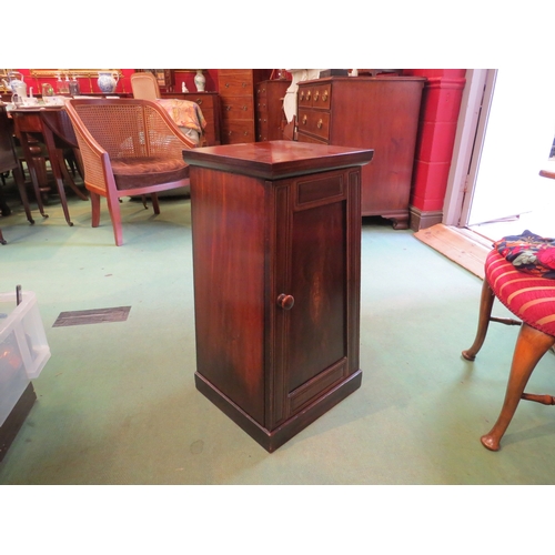 4241 - An Edwardian mahogany inlaid tapered cupboard, shelves interior, 69cm tall x 37cm wide x 34cm deep