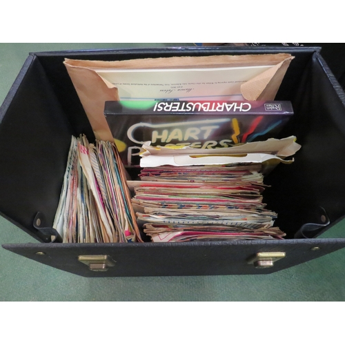 4247 - Two cases containing a quantity of assorted vinyl LP's, 78's and stand etc. including Beatles single... 