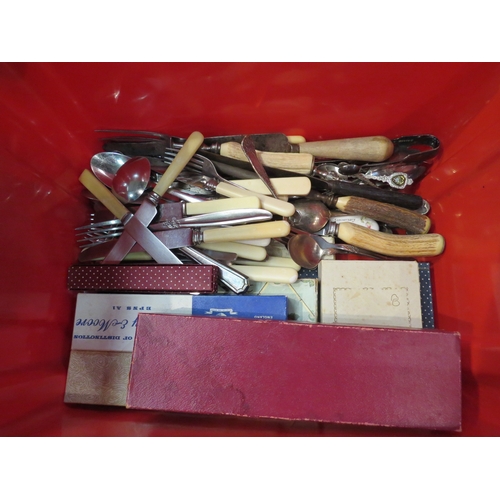 4250 - A box of cutlery including cased sets