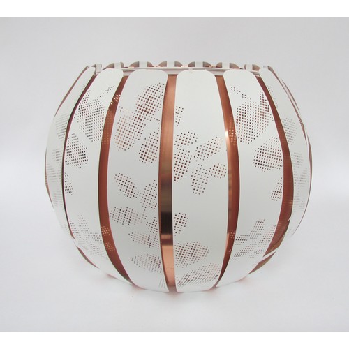 2401 - An Ikea  'Overud' white metal and copper contemporary pendant lampshade. 34cm high x 45cm   (E) £8-1... 