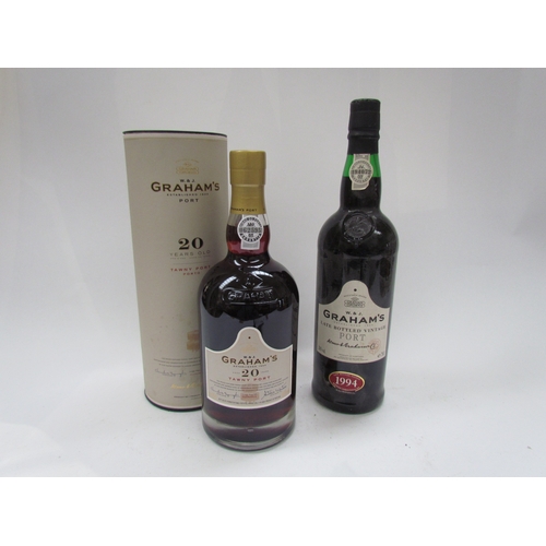 9053 - Graham's 20 Year Old Tawny Port, 75cl in tube, 1994 Graham's Late Bottled Vintage Port 75cl (2)