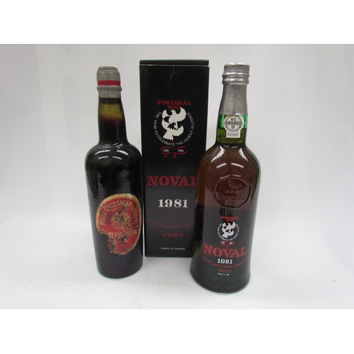 9066 - 1981 Noval late bottled vintage Port bottled in 1986, boxed and a bottle of Crossmans Barley Wine (2... 