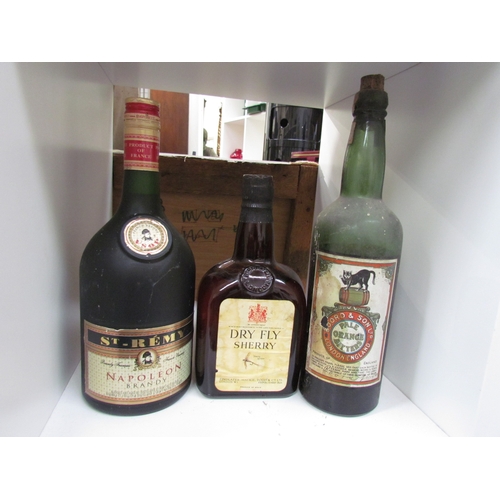 9094 - St Remy V.S.O.P Napoleon Brandy 1ltr, Boord and Son Pale Ornage Bitters level low, Dry Fly Sherry (3... 