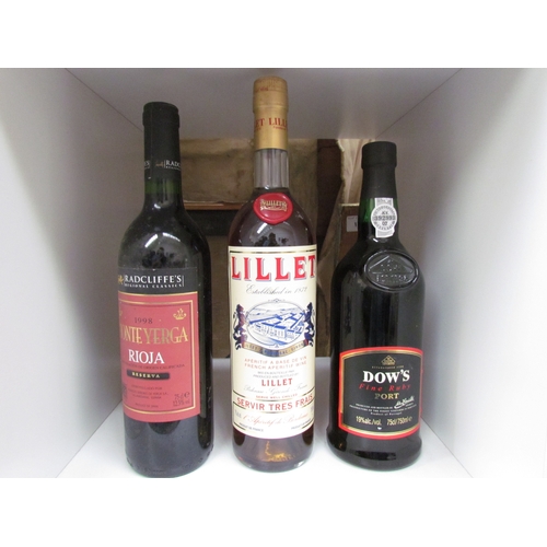 9095 - Lillet Rose 750ml, 1998 Monte Yerga Rioja Reserva, Dow's Fine Ruby Port 750ml (3)