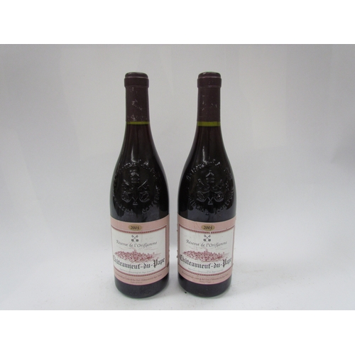 9127 - 2003/4 Comte de Roc Oval Chateauneuf-du-Pape, Reserve de l'Oriflamme x 2  (date printed over 2003-20... 