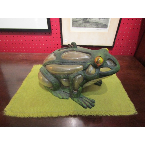 4034 - A frog form cast metal night light holder lamp