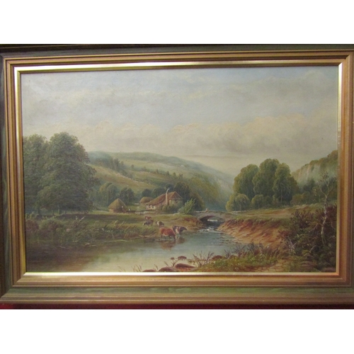 4039 - Two oils on canvas, one signed H. HARRIS of a lakeland scene, the other of a Continental ruined cast... 