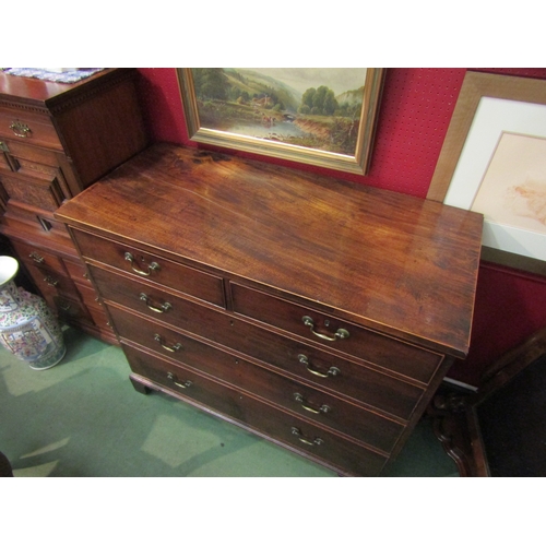 4041 - A George III mahogany two over three long drawer chest raised on bracket feet, 108cm tall x 122cm wi... 