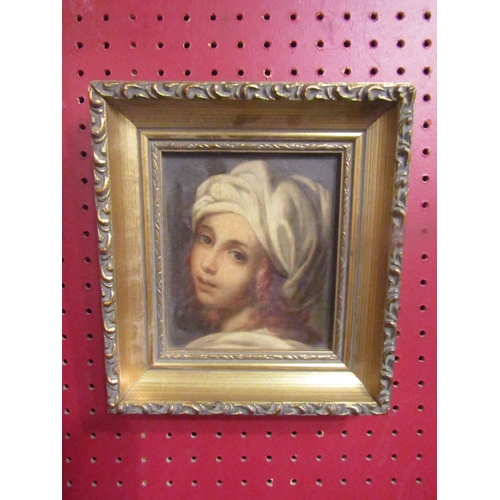 4044 - A gilt framed 20th Century oil on canvas after an Old Master.  13.5cm x 11.5cm image size