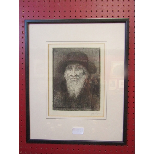 4064 - ALFONSE LEGROS (1837-1911): A framed and glazed etching, portrait of an old man. Pencil signed. Plat... 