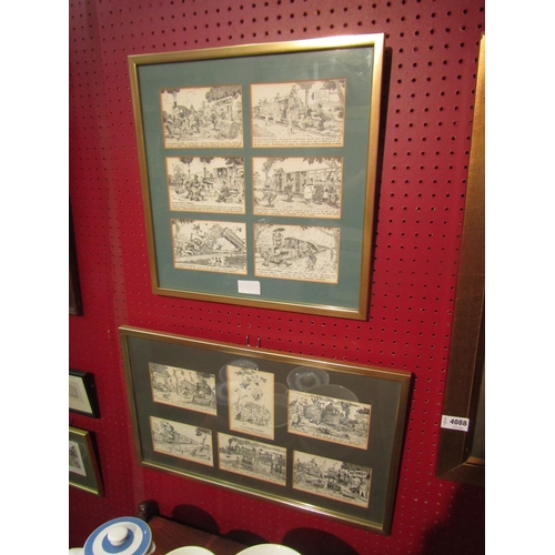 4087 - Two framed and glazed postcard collections of Reg Carter's 