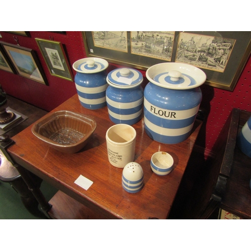 4089 - A small quantity of blue and white Cornishware, mostly T.G.Green, to include storage jars (one missi... 