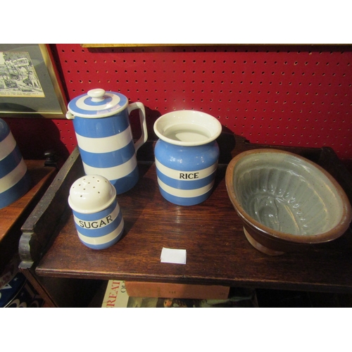 4089 - A small quantity of blue and white Cornishware, mostly T.G.Green, to include storage jars (one missi... 