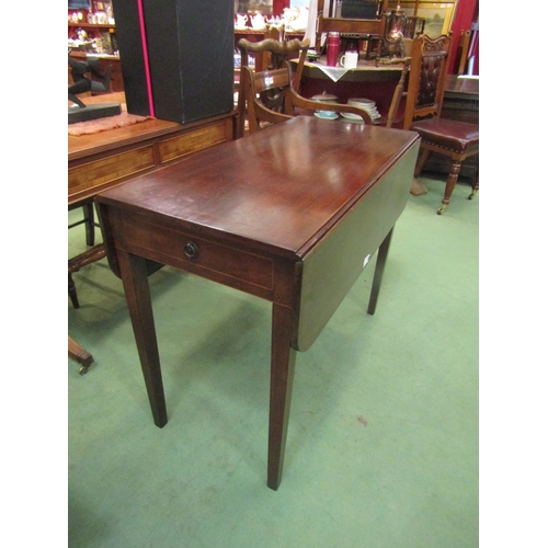 4120 - A circa 1860 crossbanded flame mahogany Pembroke table the D-shape rising leaves over a single end d... 