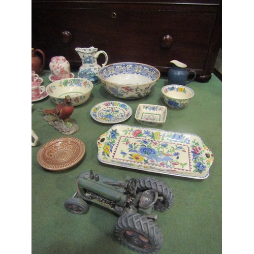 4132 - A selection of ceramics including Mason's fruit bowl, jug, ginger jar, dishes, etc. Three Wade items... 