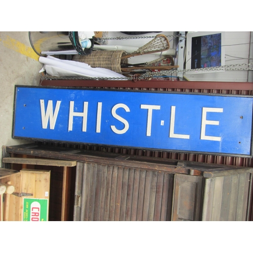 2065 - A railway signal box sign with iron lettering 'WHISTLE'   (R) £400