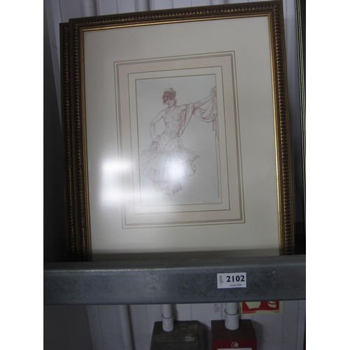 2102 - Two gilt framed Russel Flint prints, spanish ladies   (C)