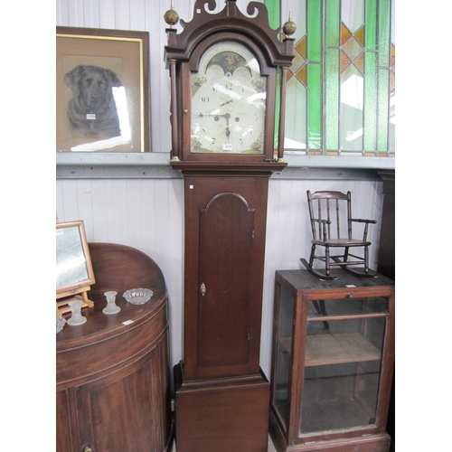 2124 - A long case clock, Feltham, Harleston, painted dial, with key, weights and pendulum