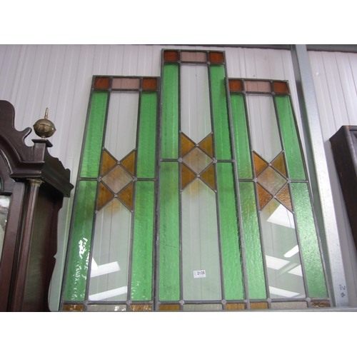 2125 - Three Deco stained glass leaded panels