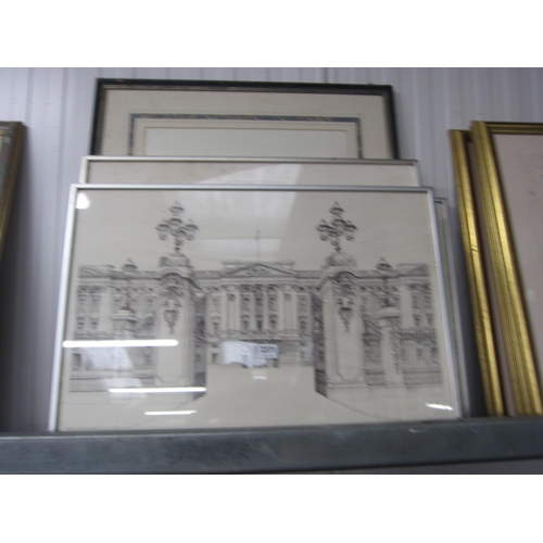 2371 - Architectural prints including Buckingham Palace and a Lancaster Bomber print