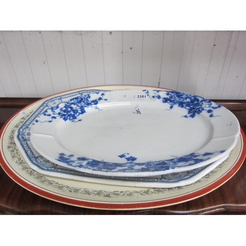 2381 - Three decorative pottery serving plates  (R) £0  (E) £5-10