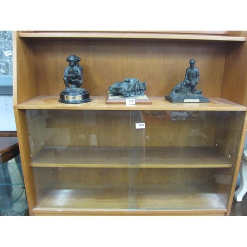 2384 - An 1950's oak bookcase with sliding glass doors