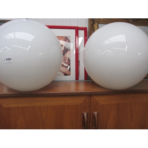 2403 - A pair of glass light shades, 39cm diameter