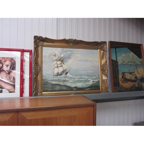 2406 - A 1970's fishing picture, gilt picture and three others