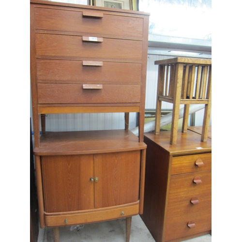 2410 - A mid 20th Century sheet music cabinet with four drawers and a record cabinet