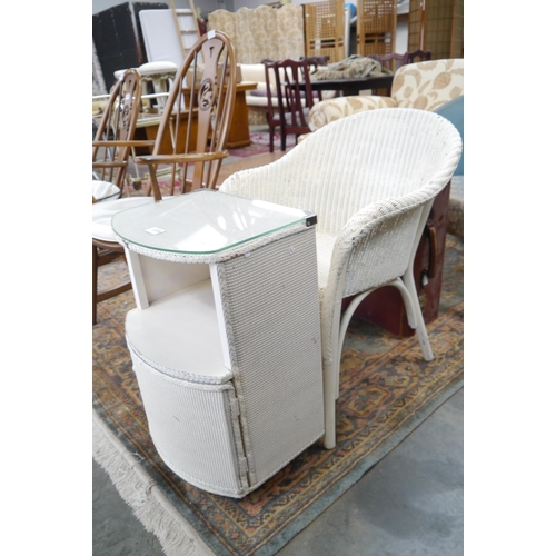 2336 - Two Lloyd Loom style chairs and glass topped bathroom cabinet (3)