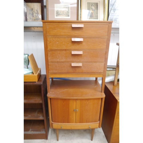 2410 - A mid 20th Century sheet music cabinet with four drawers and a record cabinet