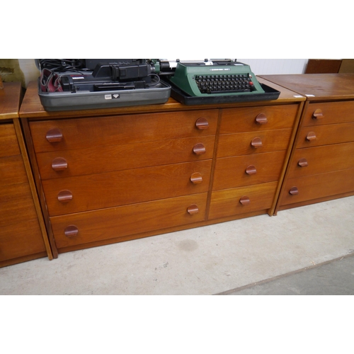 2415 - A 1970's teal Stag eight drawer of four long, four short chest