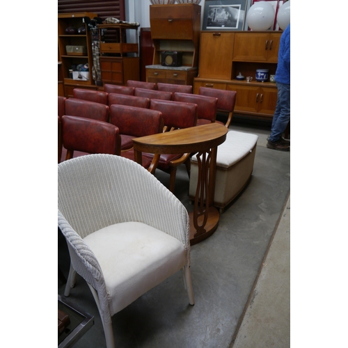 2419 - A Lloyd loom chair a basket and a side table (3)