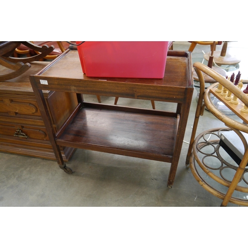 2443 - A bentwood two tier tea trolley and mahogany two tier (2)