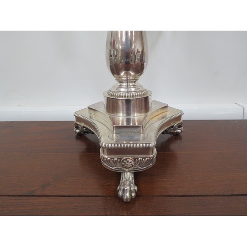 6106 - A Victorian silverplate three sconce candle centrepiece, 58cm tall