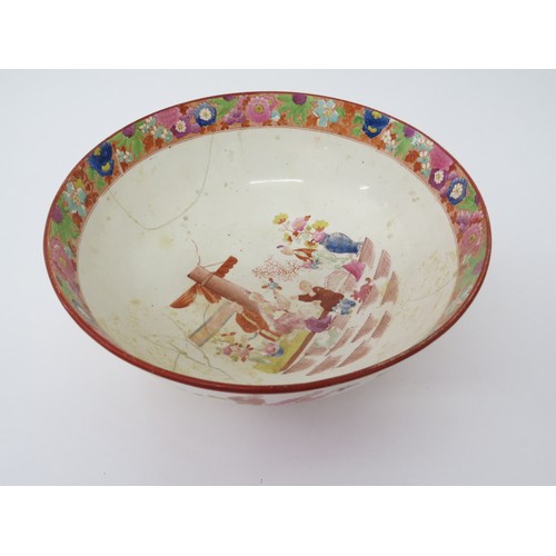 6028A - An 18th Century Chinese bowl, damage present, 10.5cm tall x 25.5cm diameter