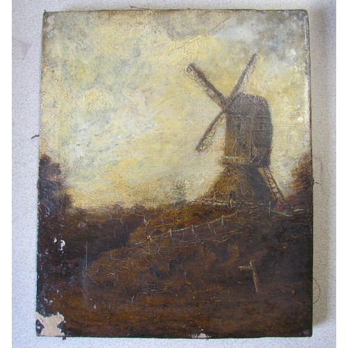 6062 - JOHN BERNEY CROME (1794-1842) Norwich School artist Windmill on hill, 30.5cm x 25.5cm label verso. T... 