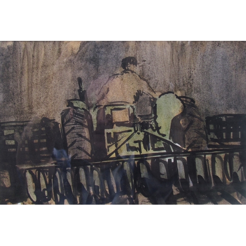 7078 - COLIN MOSS  ARCA (1914-2005) A framed and glazed ink and watercolour on paper, 'Tractor & Plough'. A... 