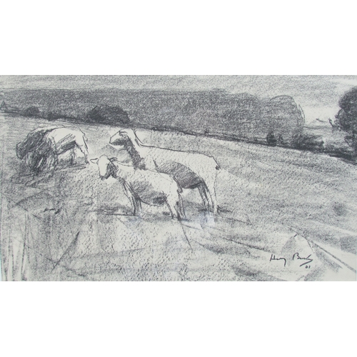 7075 - A framed and glazed lithograph after Harry Becker (1865-1928) 'Sheep and Lamb, 1901' Signed in the p... 