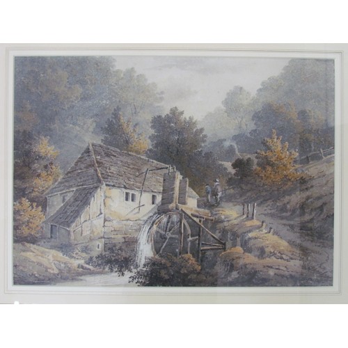 7062 - JAMES BOURNE (1773-1854): Two framed and glazed watercolours, 'Mill at Balcombe, Sussex', 28.5cm x 4... 