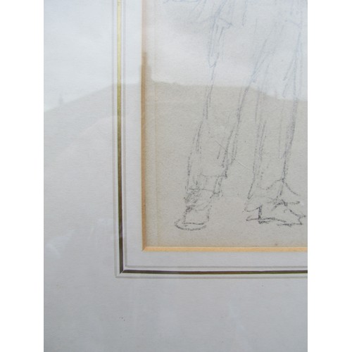 7055 - DAVID COX (1783-1859): A framed and glazed pencil study, 'Children of Dolbenaum, Wales', 17cm x 13.5... 