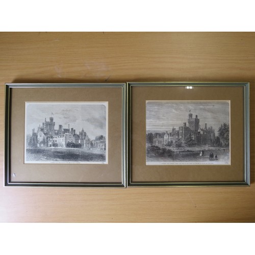 6081 - Two 19th Century etchings of Costessey Hall, Norwich, 18cm x 24cm