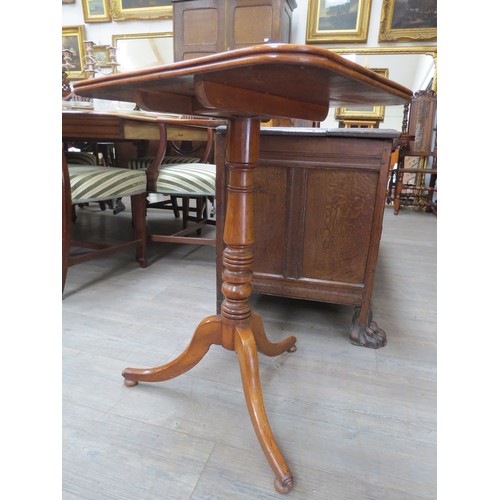 6086 - A 19th Century mahogany tripod table with turned column rectangular top, 47.5cm tall, 55.5cm x 48cm