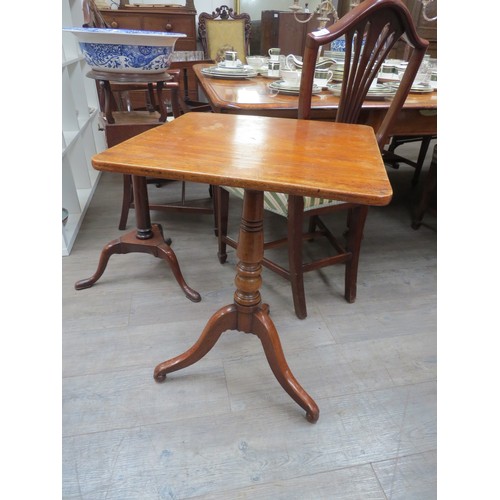 6095 - A 19th Century mahogany tripod table with square top, 71cm tall, 50cm x 50cm