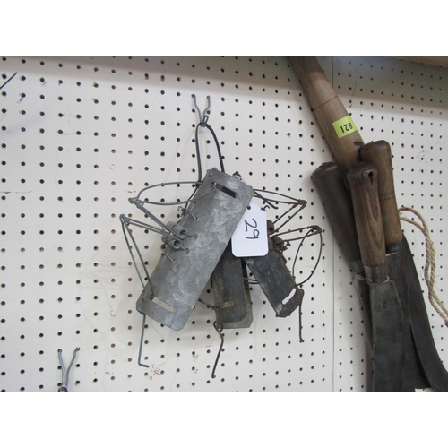 5102 - Three half barrel galvanised mole traps