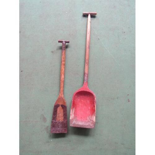 5030 - Two wooden 'T' handle, metal tipped mud skuppets