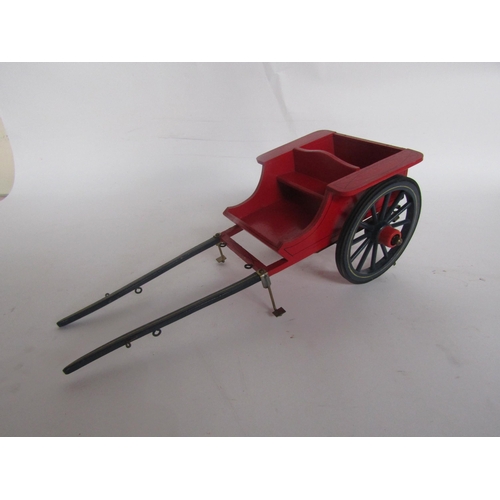 5120 - A painted wooden model of a two wheel pony trap