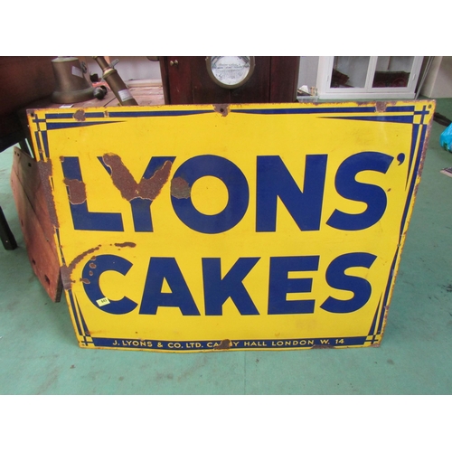 5114 - An enamel sign 'Lyons Cakes', 100 x 72cm