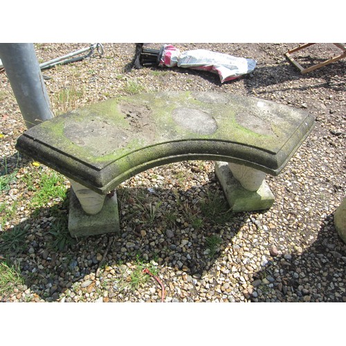 3625 - A composition curved bench with squirrel supports       (R) £20